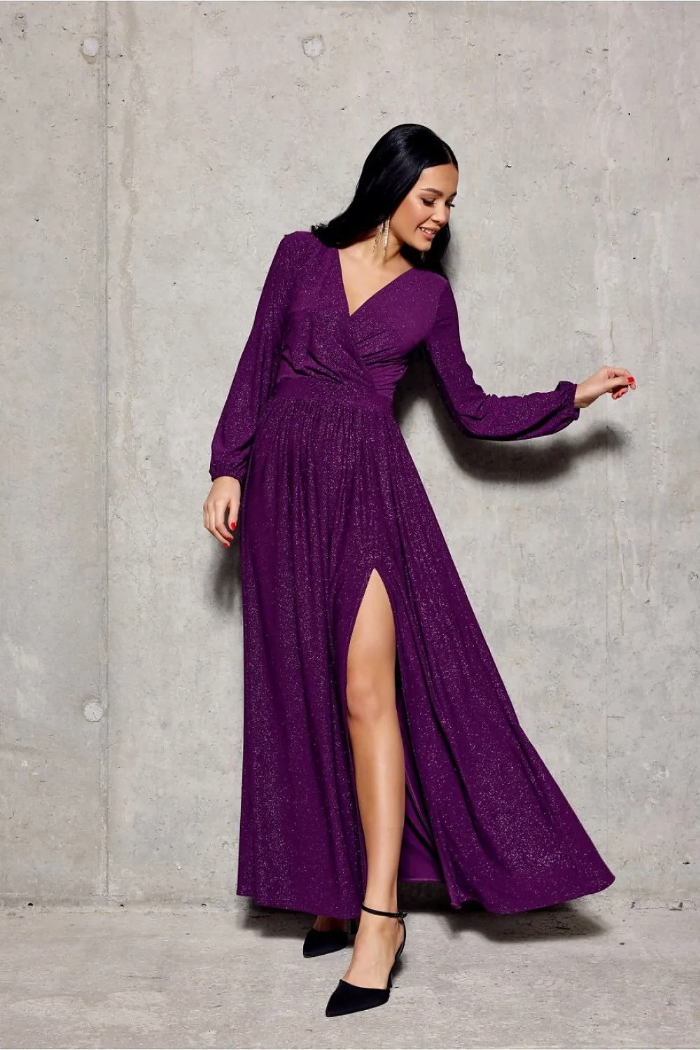 Brocade Wrap Maxi Dress Elegance