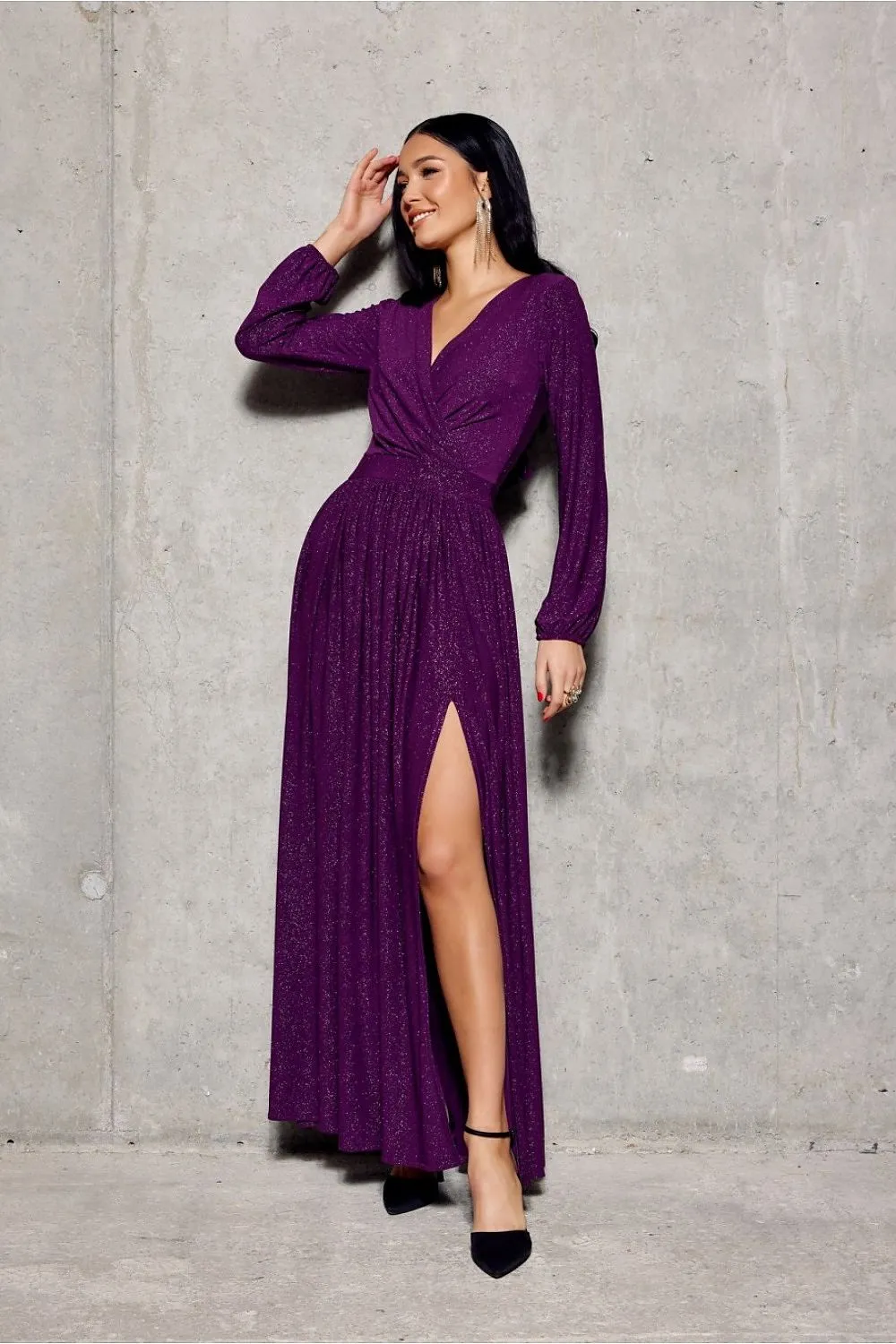 Brocade Wrap Maxi Dress Elegance