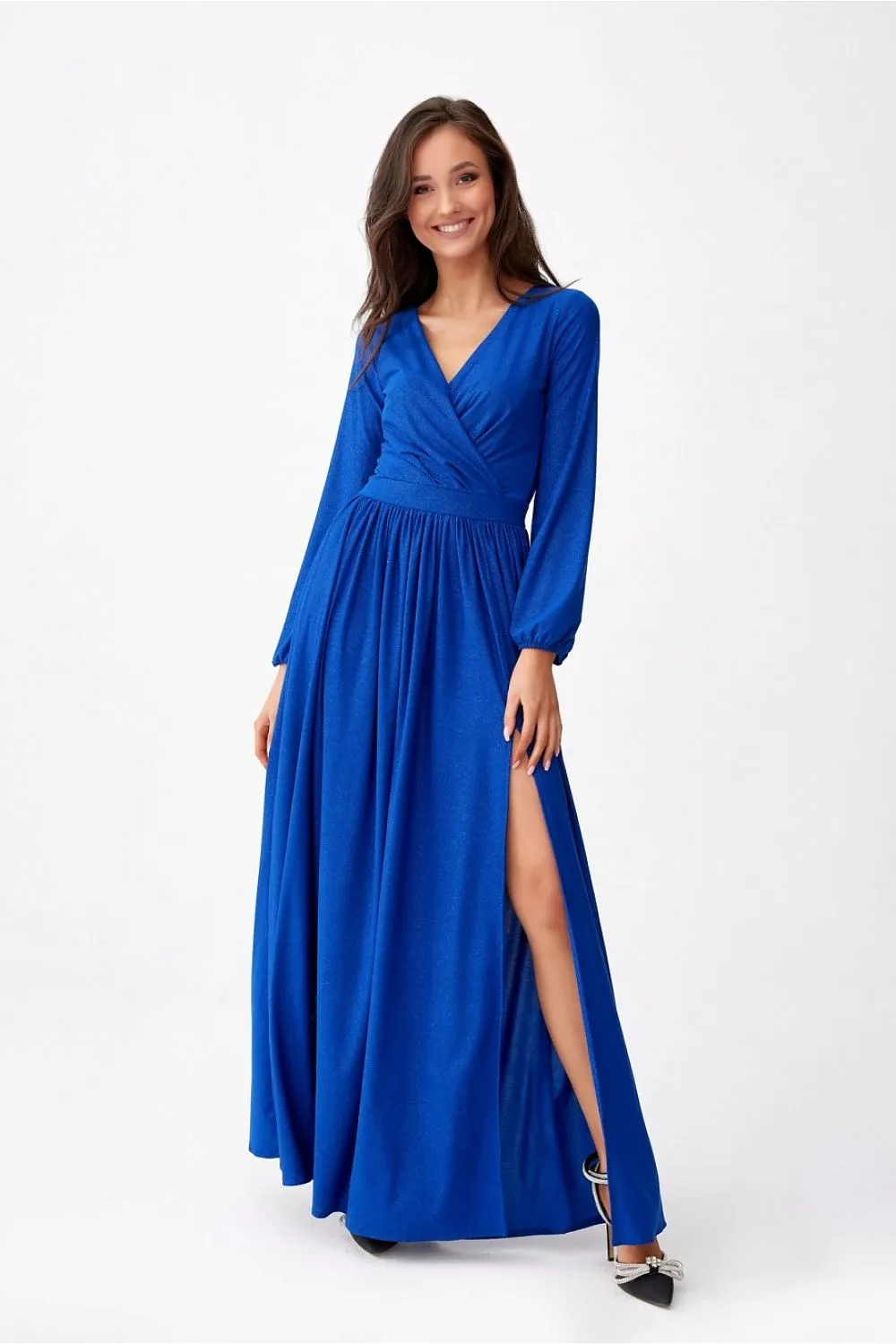 Brocade Wrap Maxi Dress Elegance