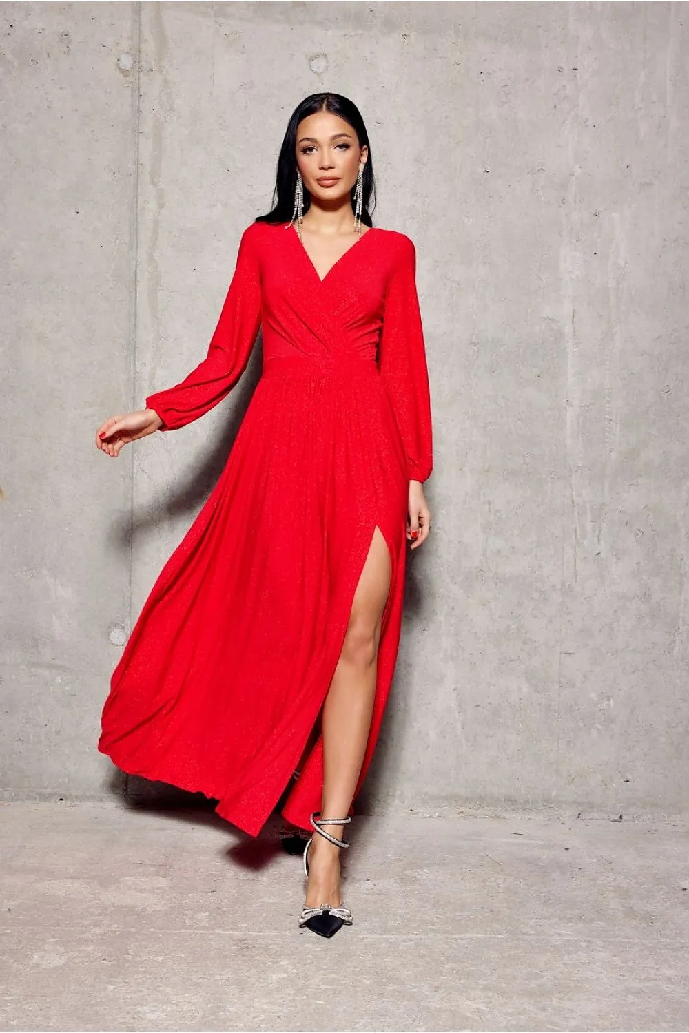 Brocade Wrap Maxi Dress Elegance