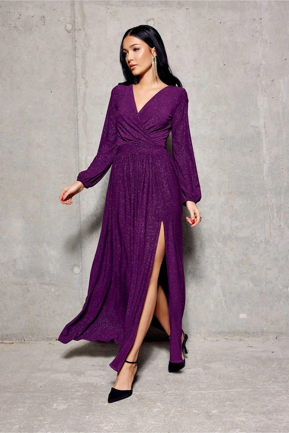 Brocade Wrap Maxi Dress Elegance
