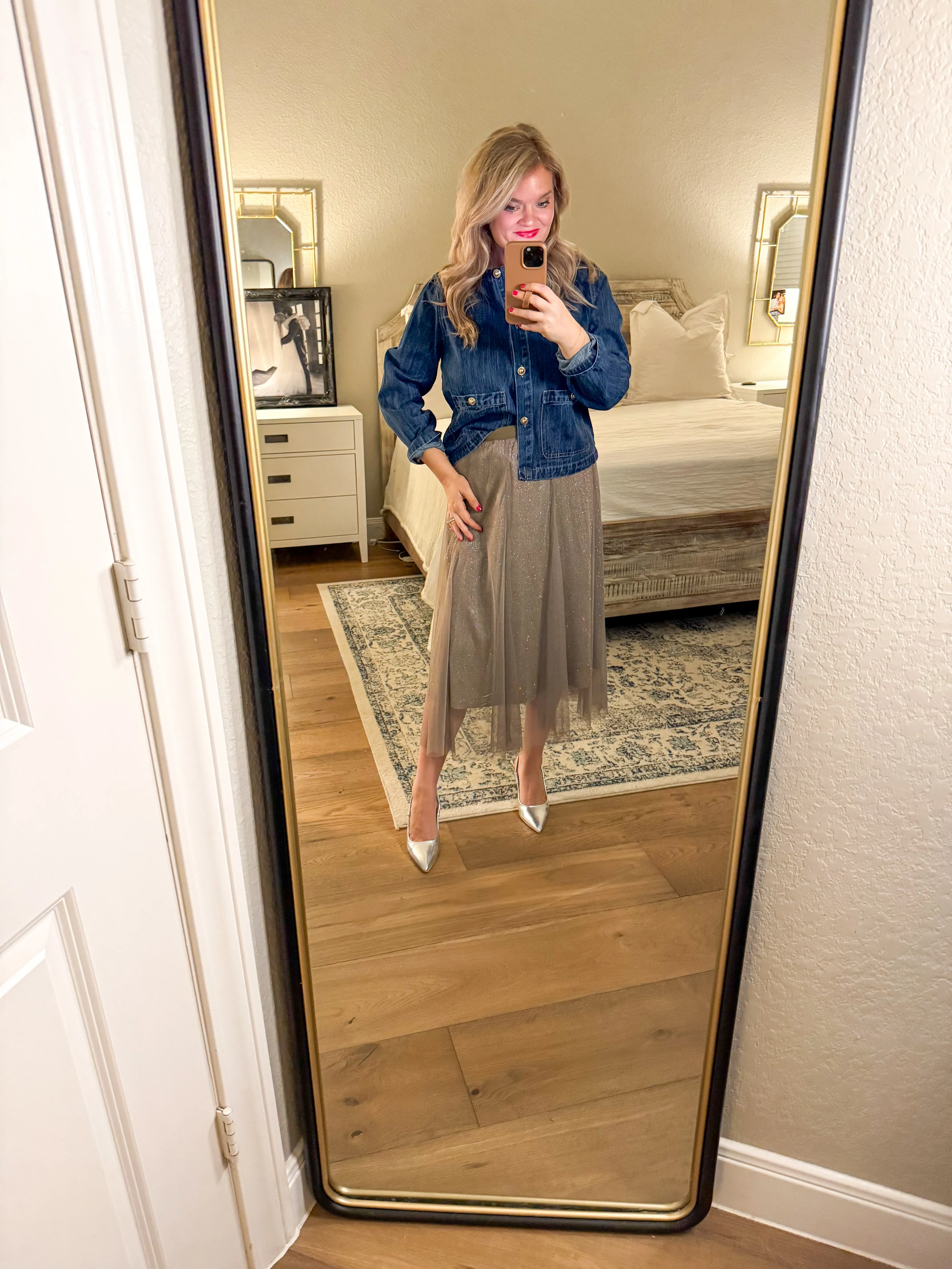Bronze Sparkle Midi Skirt