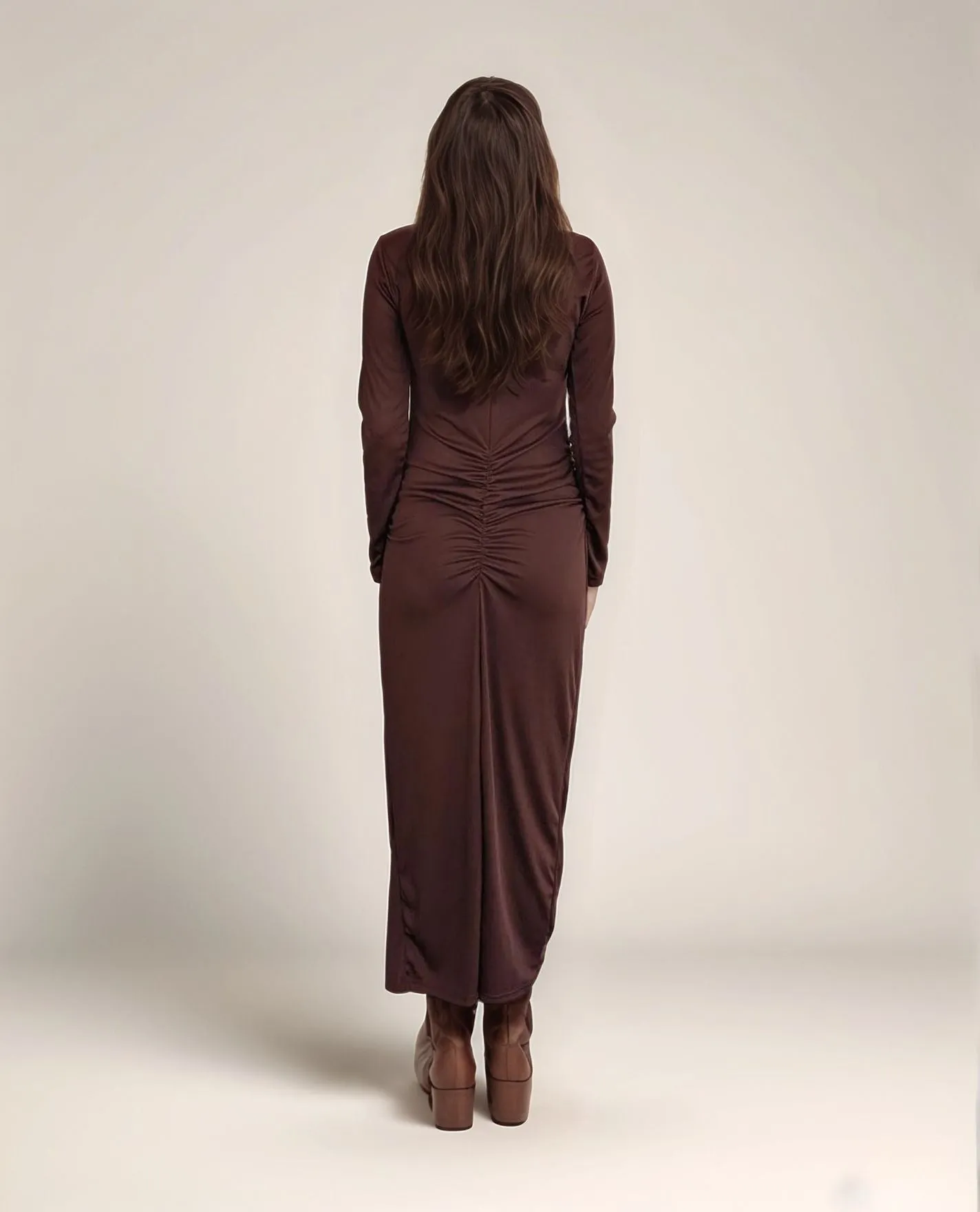 Brown Long Sleeve Bodycon Dress