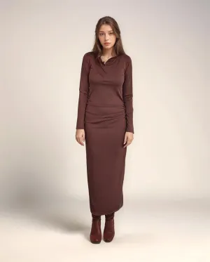 Brown Long Sleeve Bodycon Dress