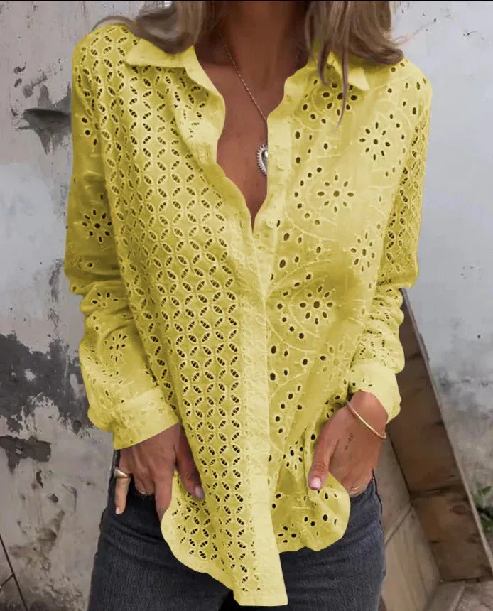 Brylen® | Long Sleeve V-Neck Blouse