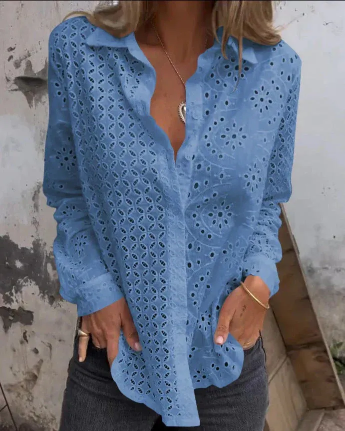 Brylen® | Long Sleeve V-Neck Blouse
