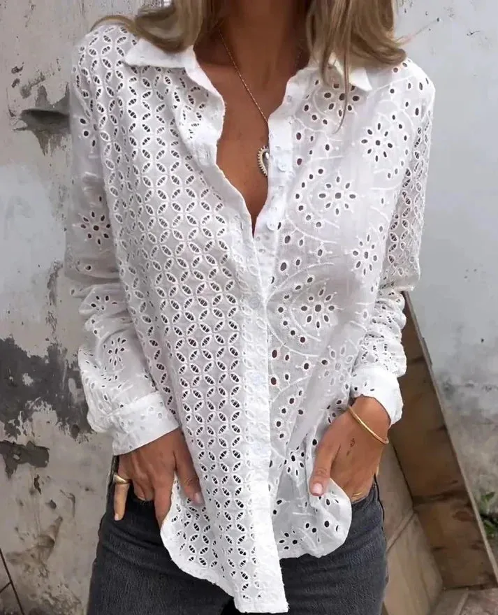 Brylen® | Long Sleeve V-Neck Blouse