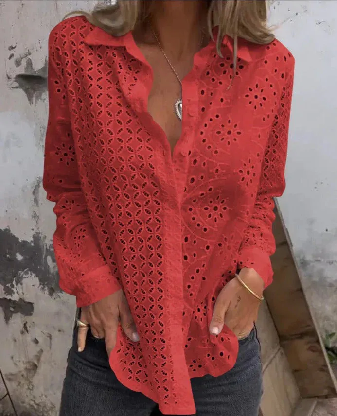 Brylen® | Long Sleeve V-Neck Blouse
