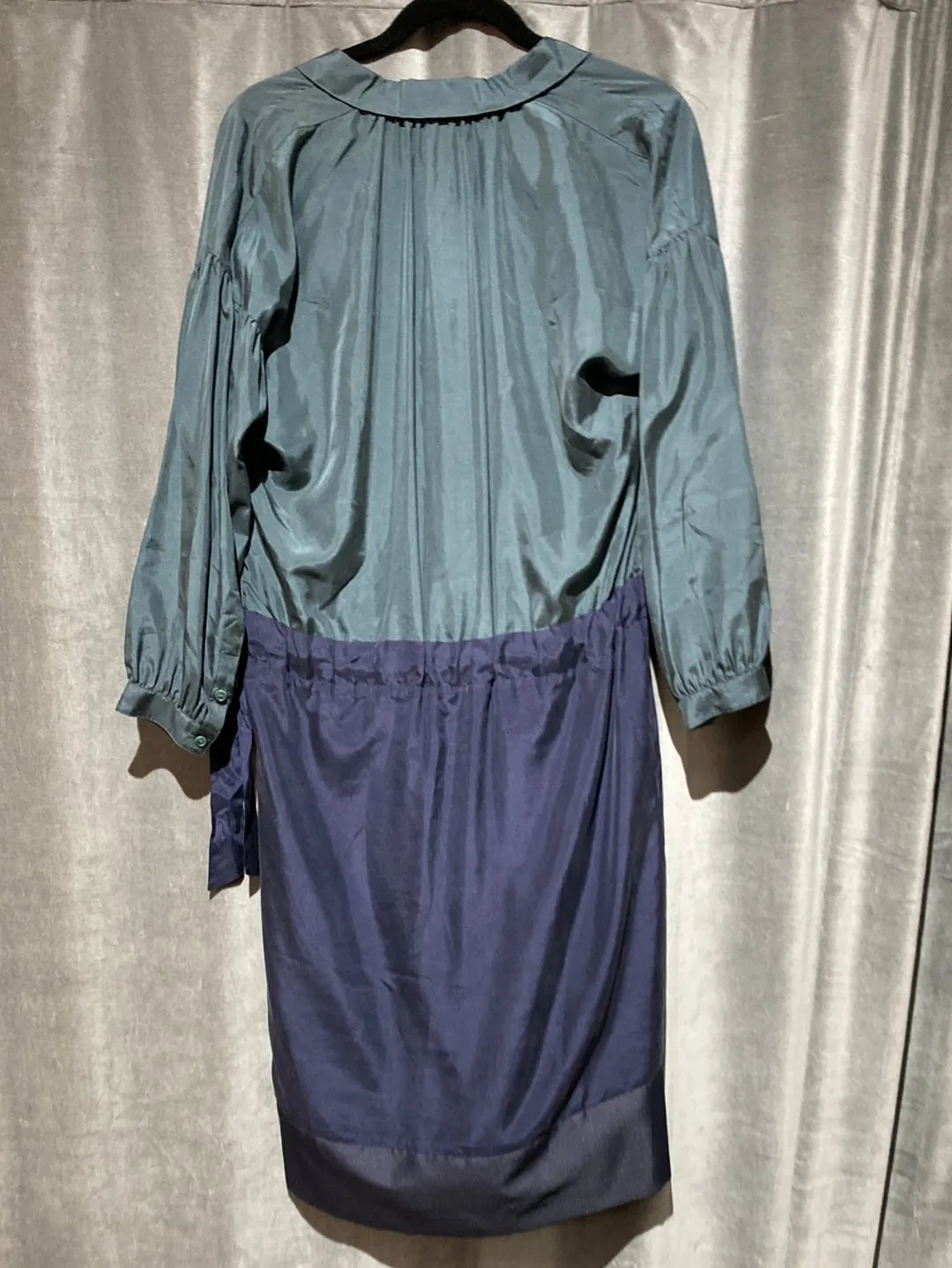 Burberry Brit Green and Navy Collared Long Sleeve dress