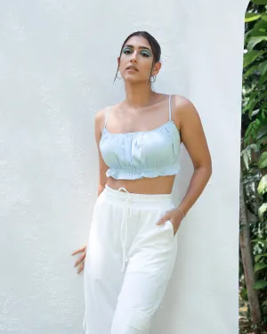 Bustier Ruched Detailed Tie Up Crop Top