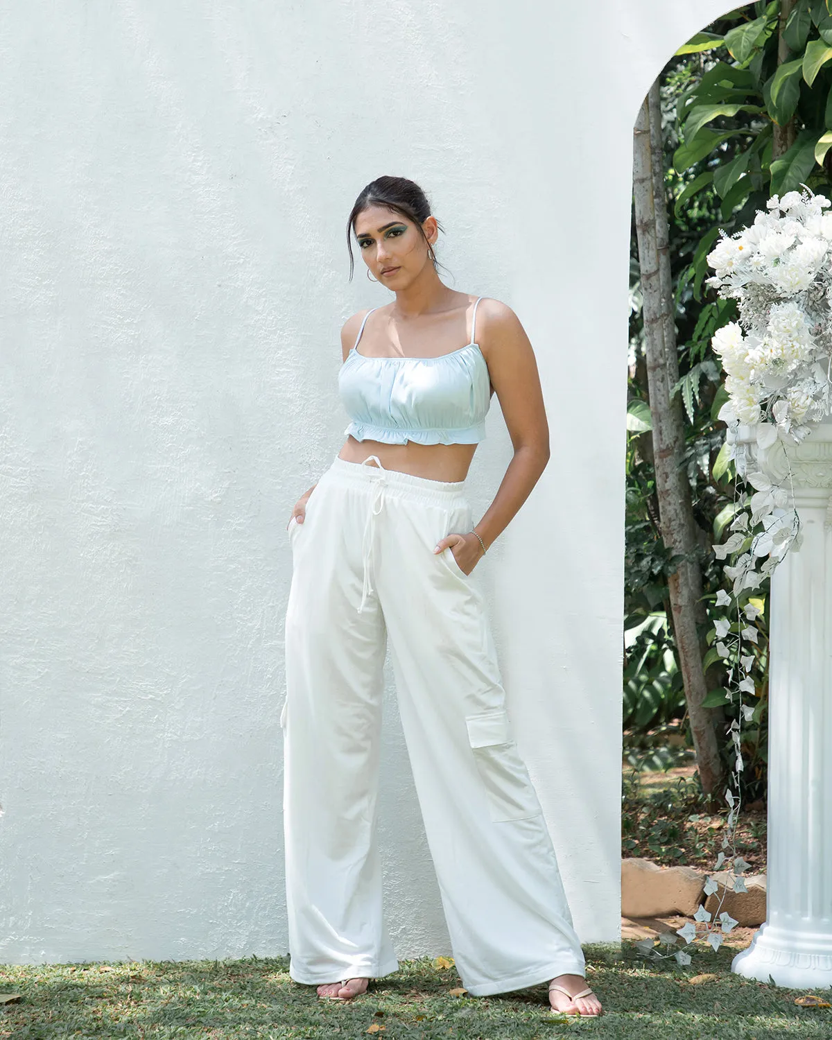 Bustier Ruched Detailed Tie Up Crop Top