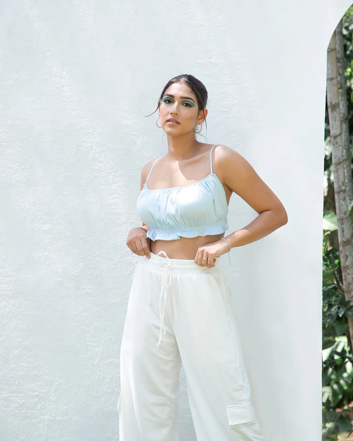 Bustier Ruched Detailed Tie Up Crop Top