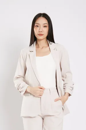 Carinne Ruched Blazer in Beige