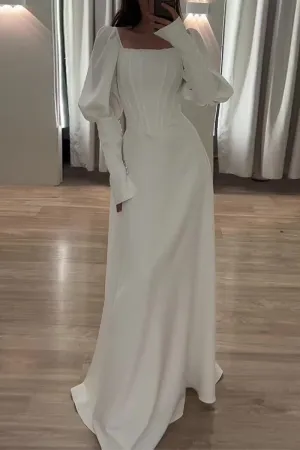 Celebrities Elegant Solid Flounce Square Collar Evening Dresses