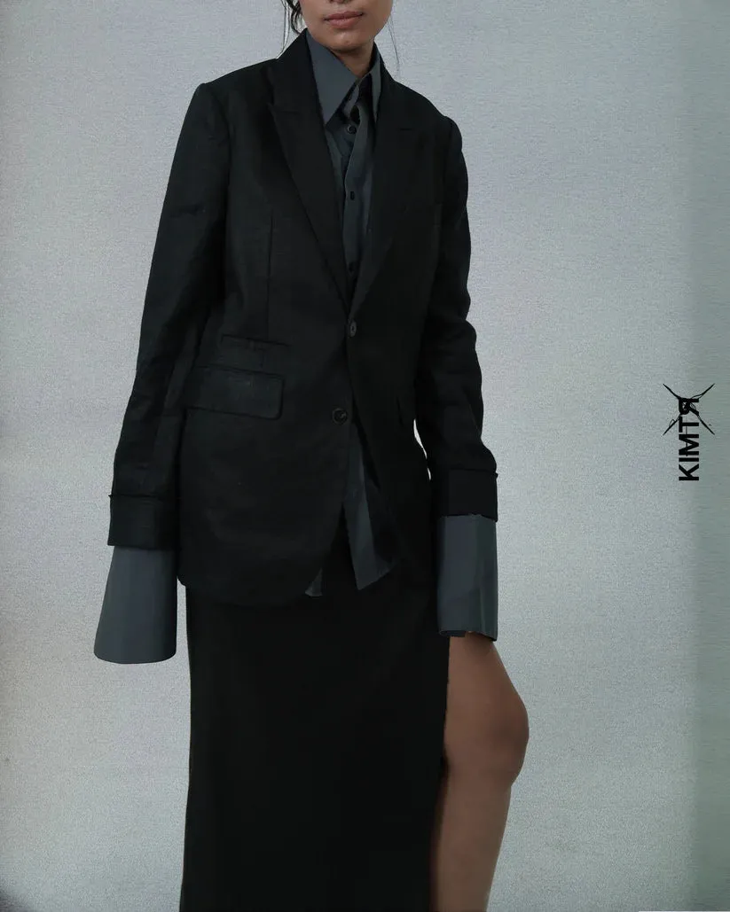 Charcoal Linen Blazer