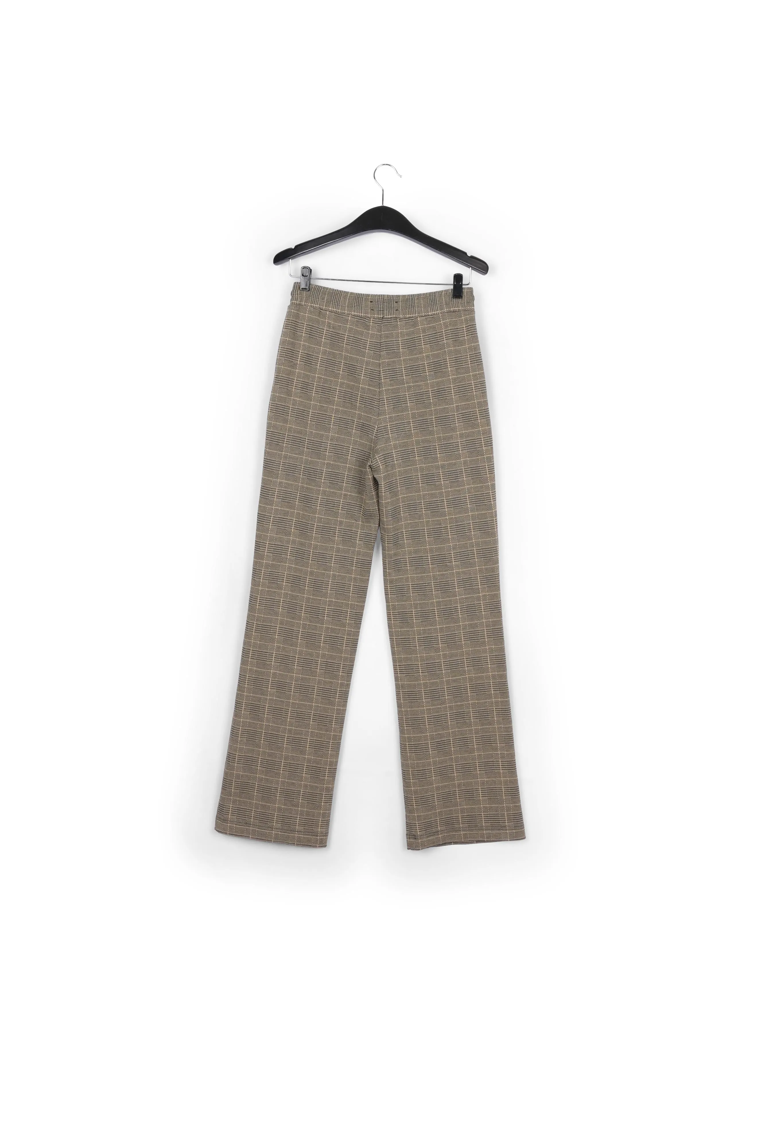 Checked motif jacquard-knit pants