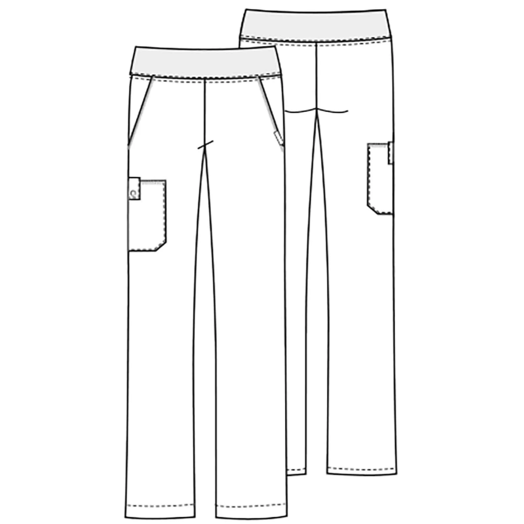 Cherokee Flexibles 2085 Scrubs Pants Womens Mid Rise Knit Waist Pull-On Caribbean Blue
