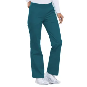 Cherokee Flexibles 2085 Scrubs Pants Womens Mid Rise Knit Waist Pull-On Caribbean Blue