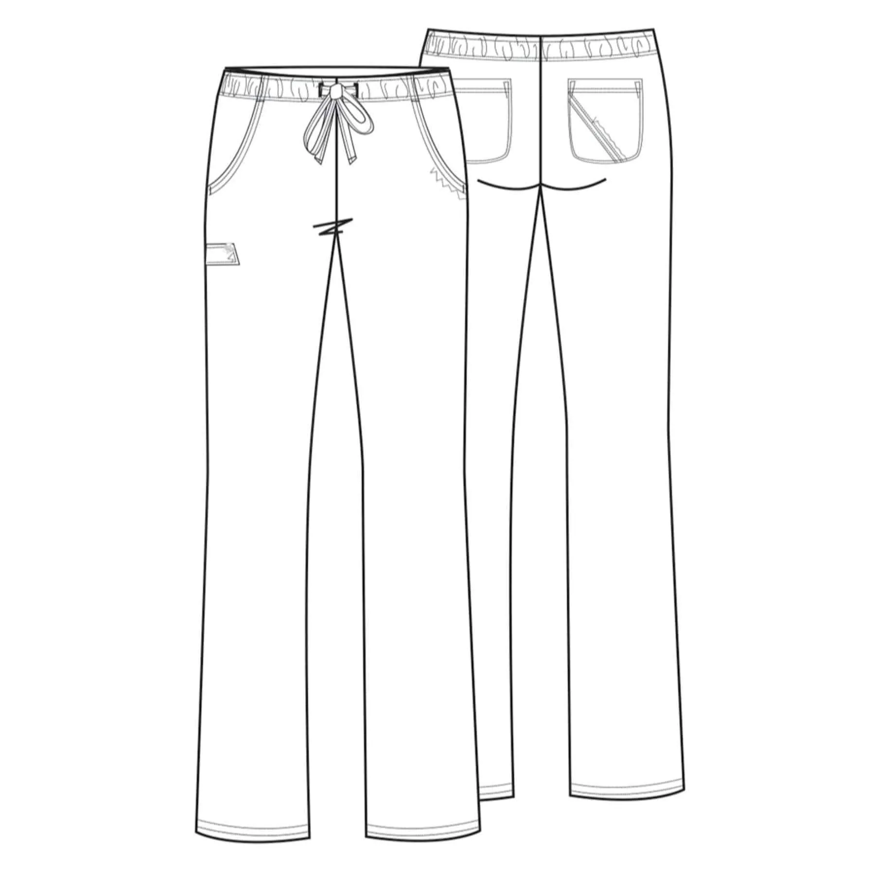 Cherokee Luxe 1066 Scrubs Pants Womens Low Rise Straight Leg Drawstring Pewter