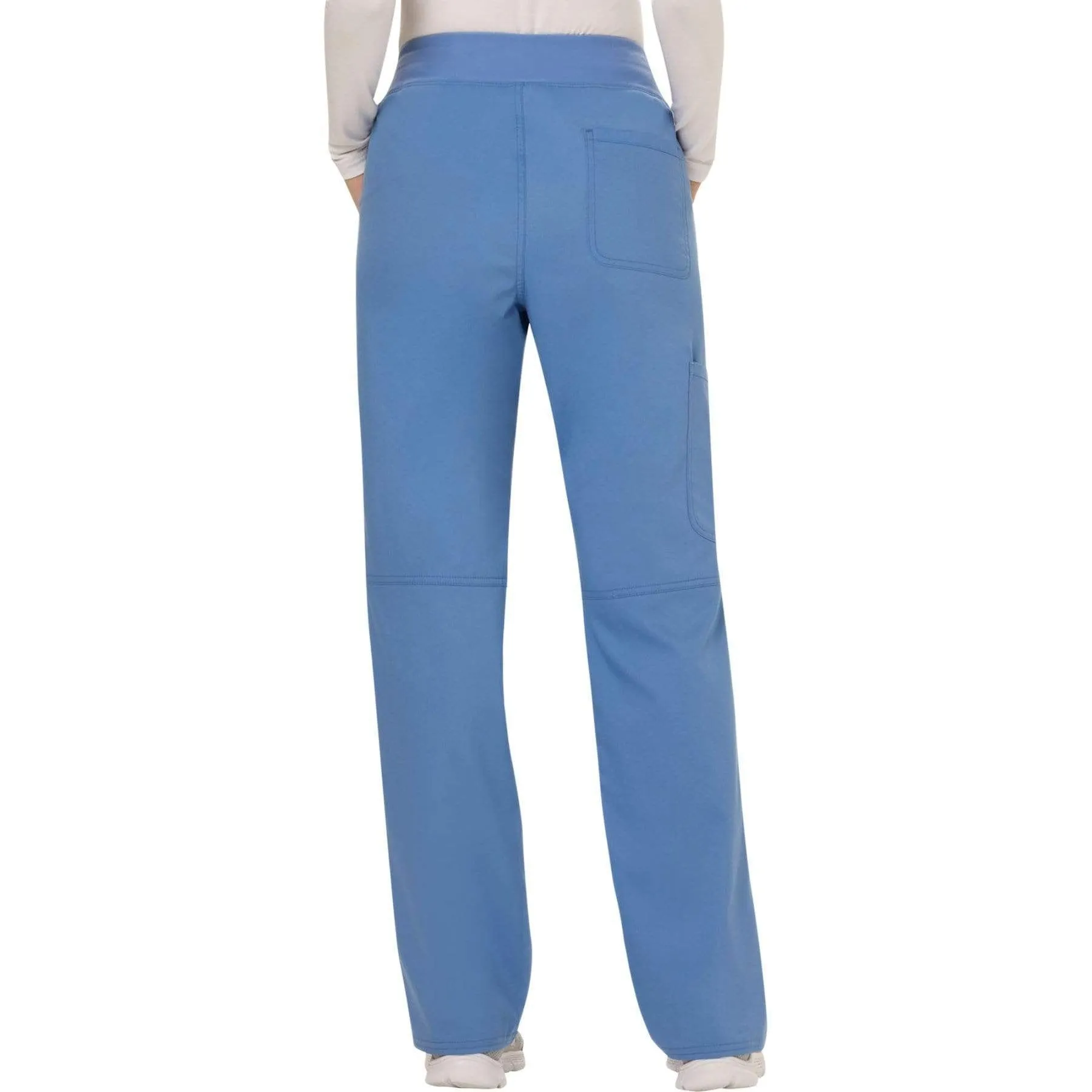 Cherokee Revolution WW110 Scrubs Pants Womens Mid Rise Straight Leg Pull-on Ceil Blue