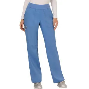 Cherokee Revolution WW110 Scrubs Pants Womens Mid Rise Straight Leg Pull-on Ceil Blue