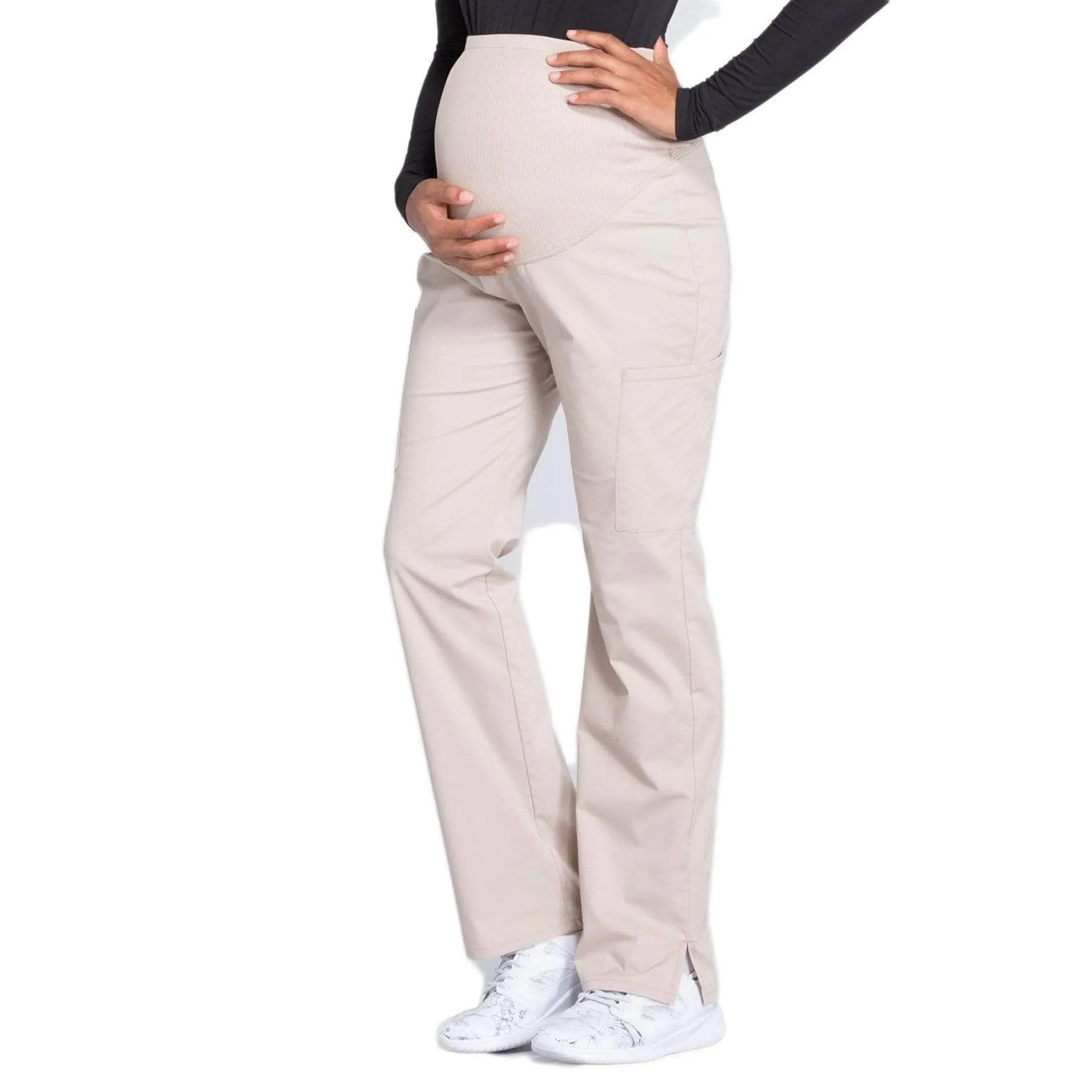 Cherokee Workwear Professionals WW220 Scrubs Pants Maternity Straight Leg Khaki