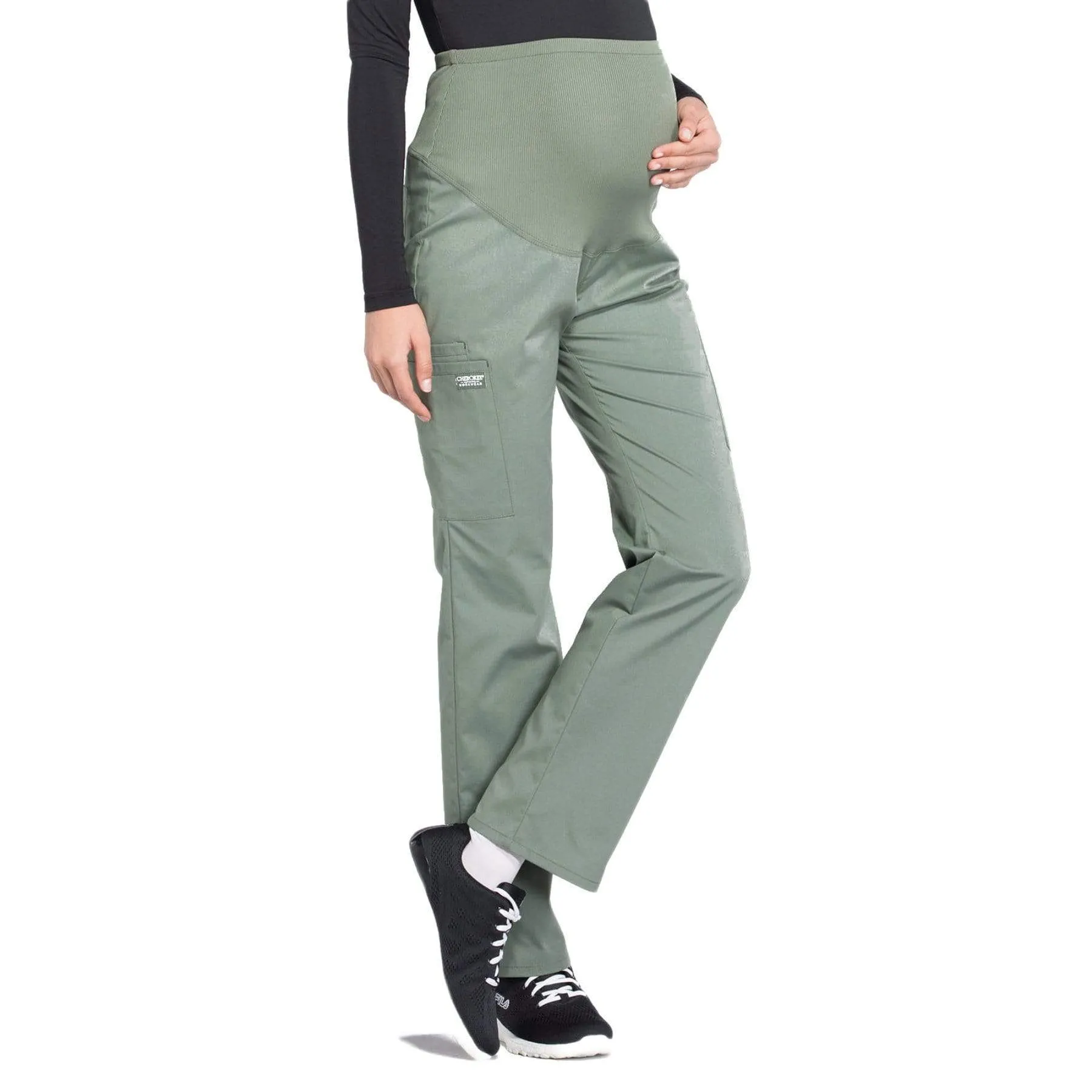 Cherokee Workwear Professionals WW220 Scrubs Pants Maternity Straight Leg Olive