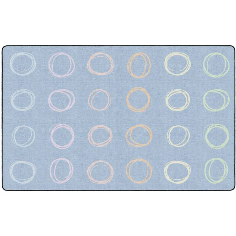 Circle Sampler Pastel on Blue Classroom Rug