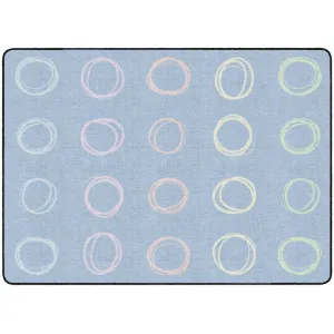 Circle Sampler Pastel on Blue Classroom Rug