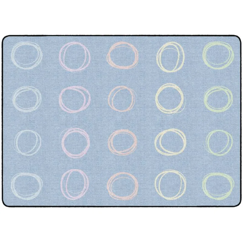 Circle Sampler Pastel on Blue Classroom Rug