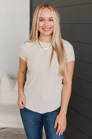 Confident Attitude Ribbed Top- Oatmeal
