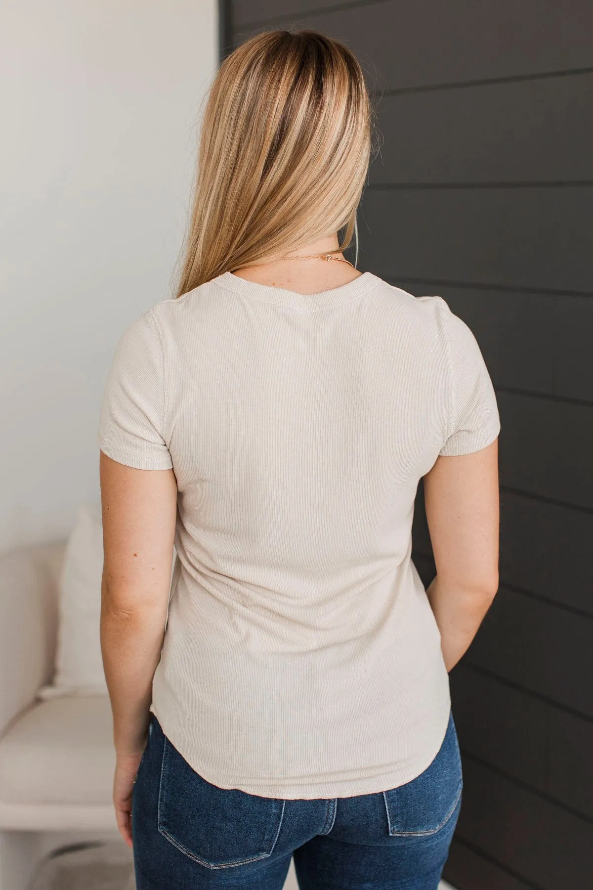 Confident Attitude Ribbed Top- Oatmeal