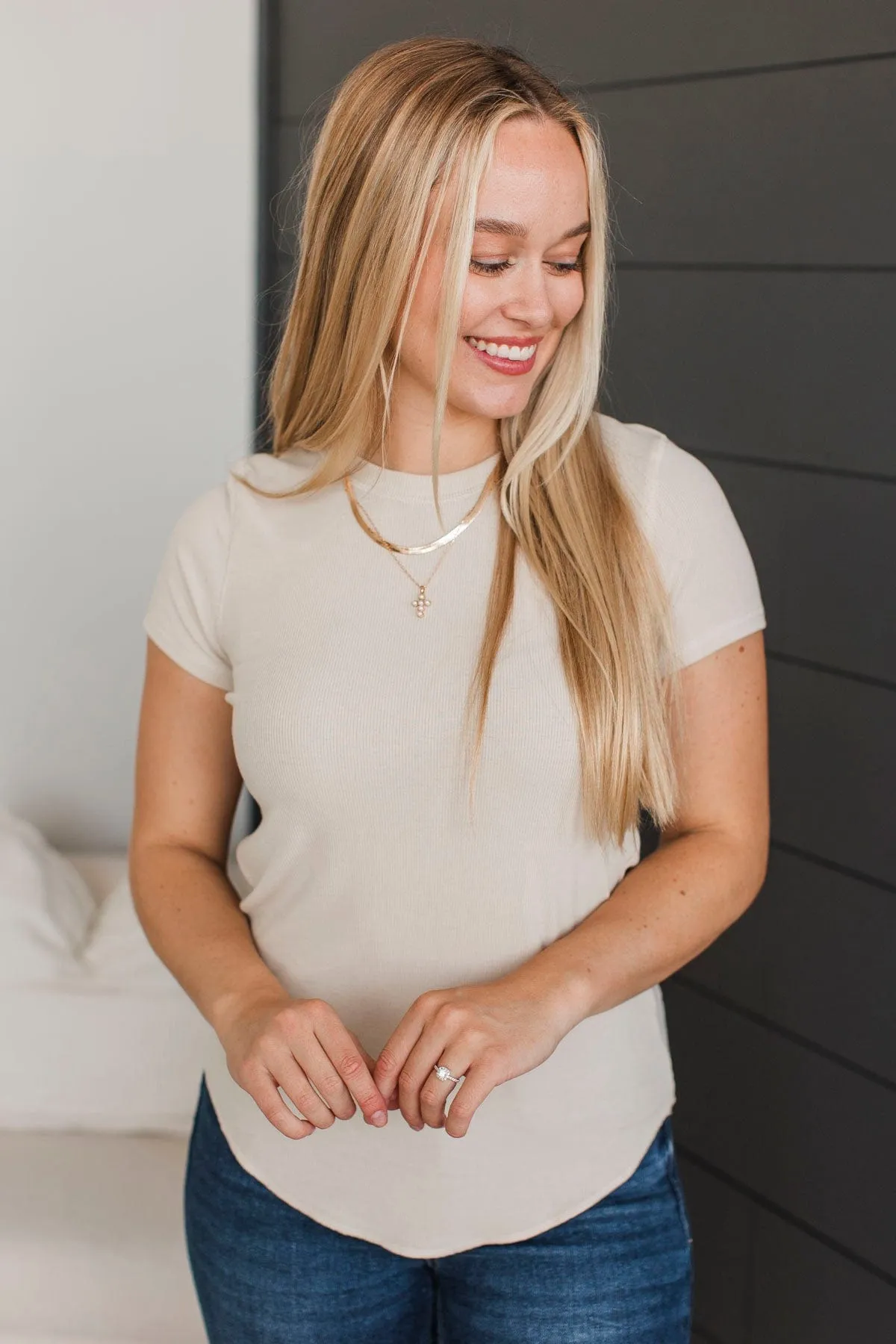 Confident Attitude Ribbed Top- Oatmeal