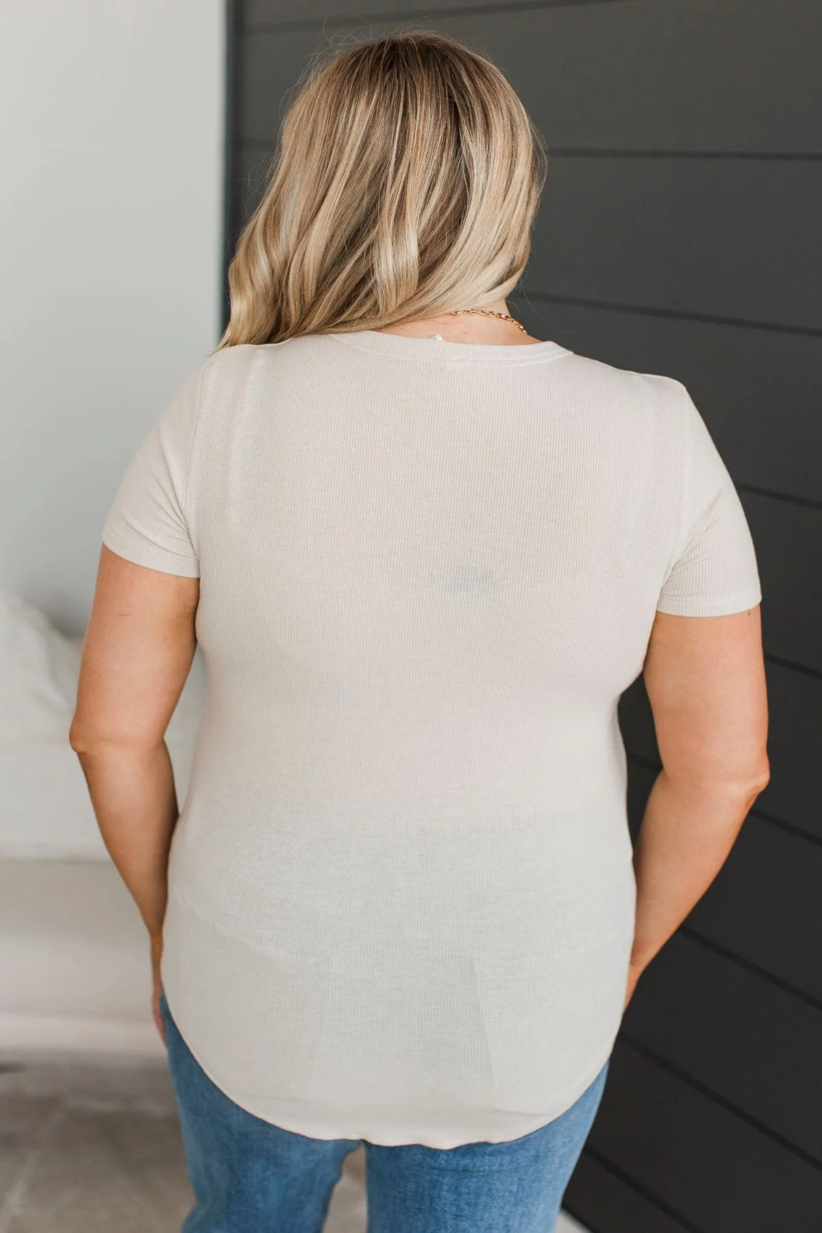 Confident Attitude Ribbed Top- Oatmeal