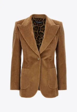 Corduroy Single-Breasted Blazer
