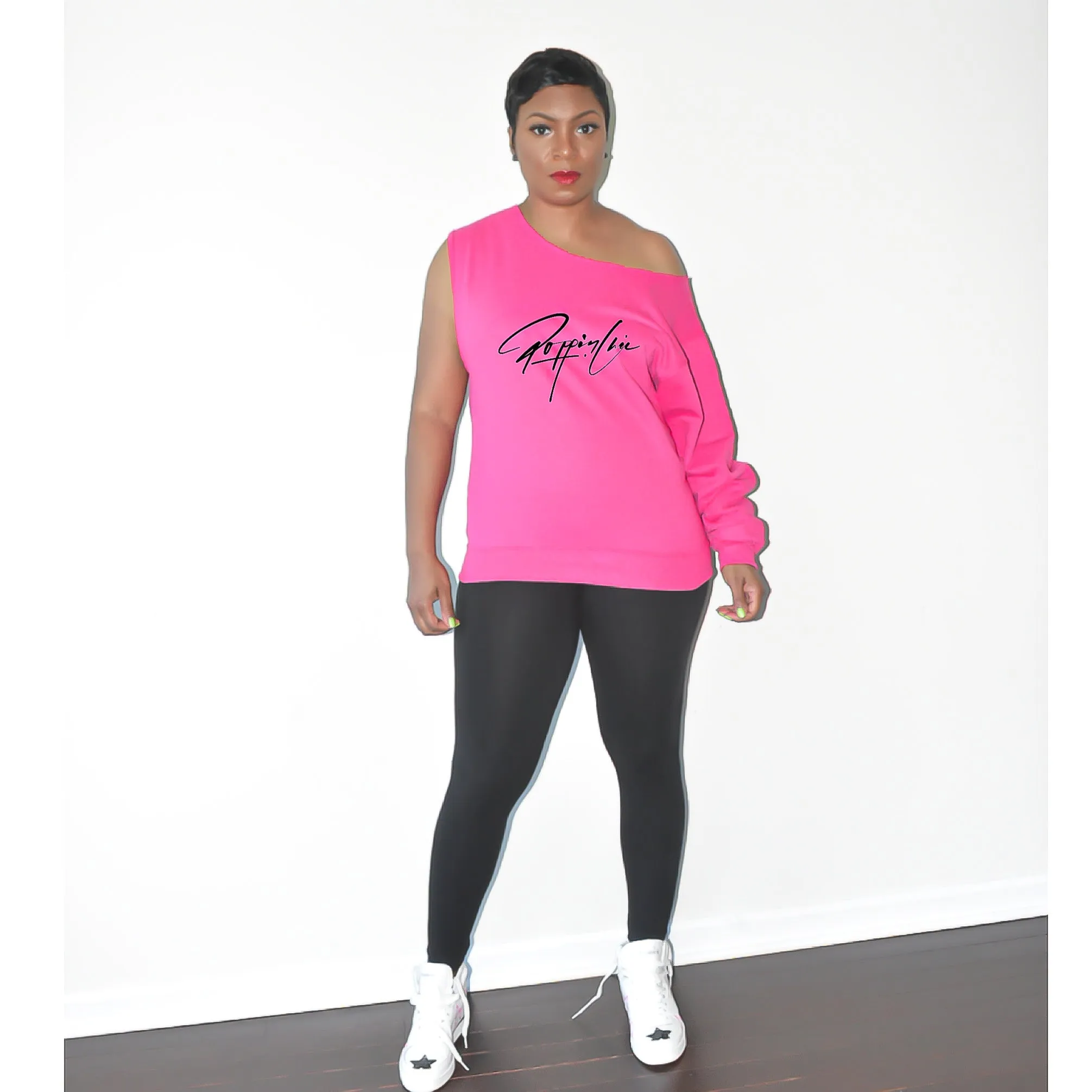 Create Your Own POPPIN One Sleeved Bare Shouldered Sweatshirt