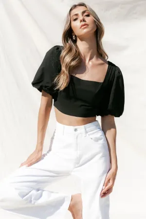 Criss Cross Back Black Crop Top