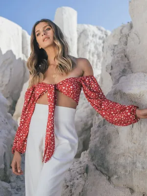 CROP TOP VERMELHO ESTAMPADO ESTRELAS