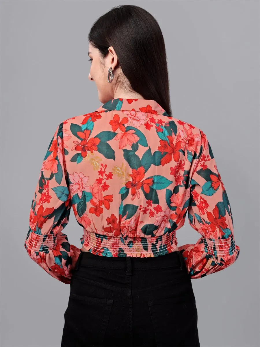 crop tops for Women western wear red