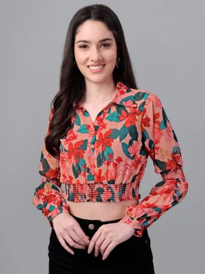 crop tops for Women western wear red