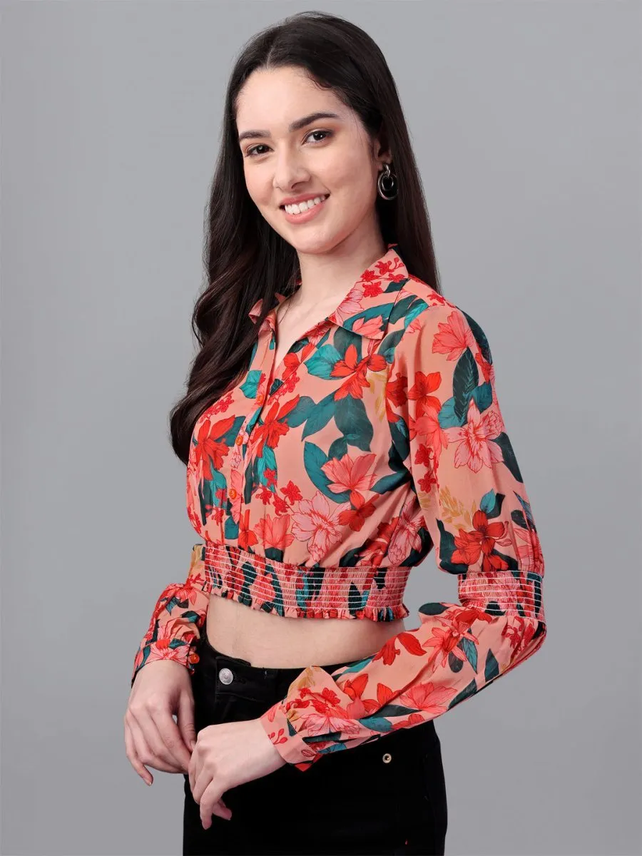 crop tops for Women western wear red