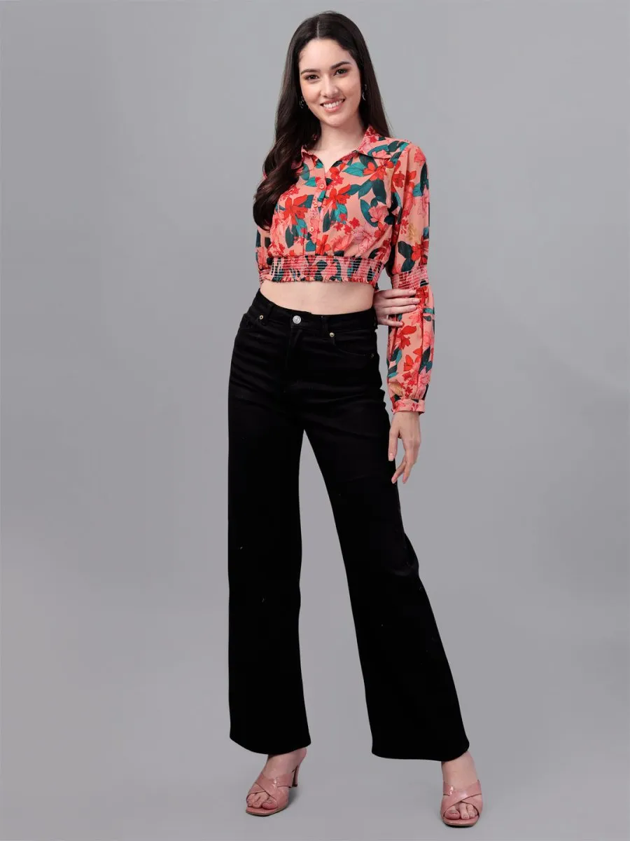 crop tops for Women western wear red