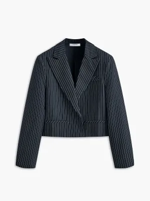 Cropped Pinstripe Blazer