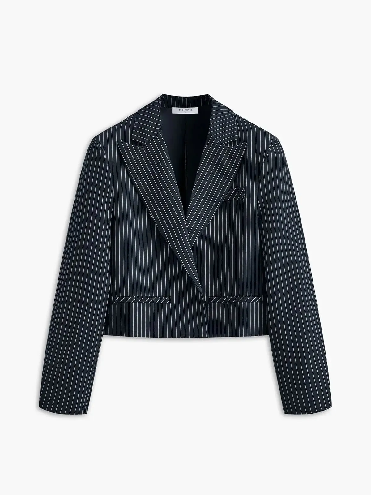 Cropped Pinstripe Blazer