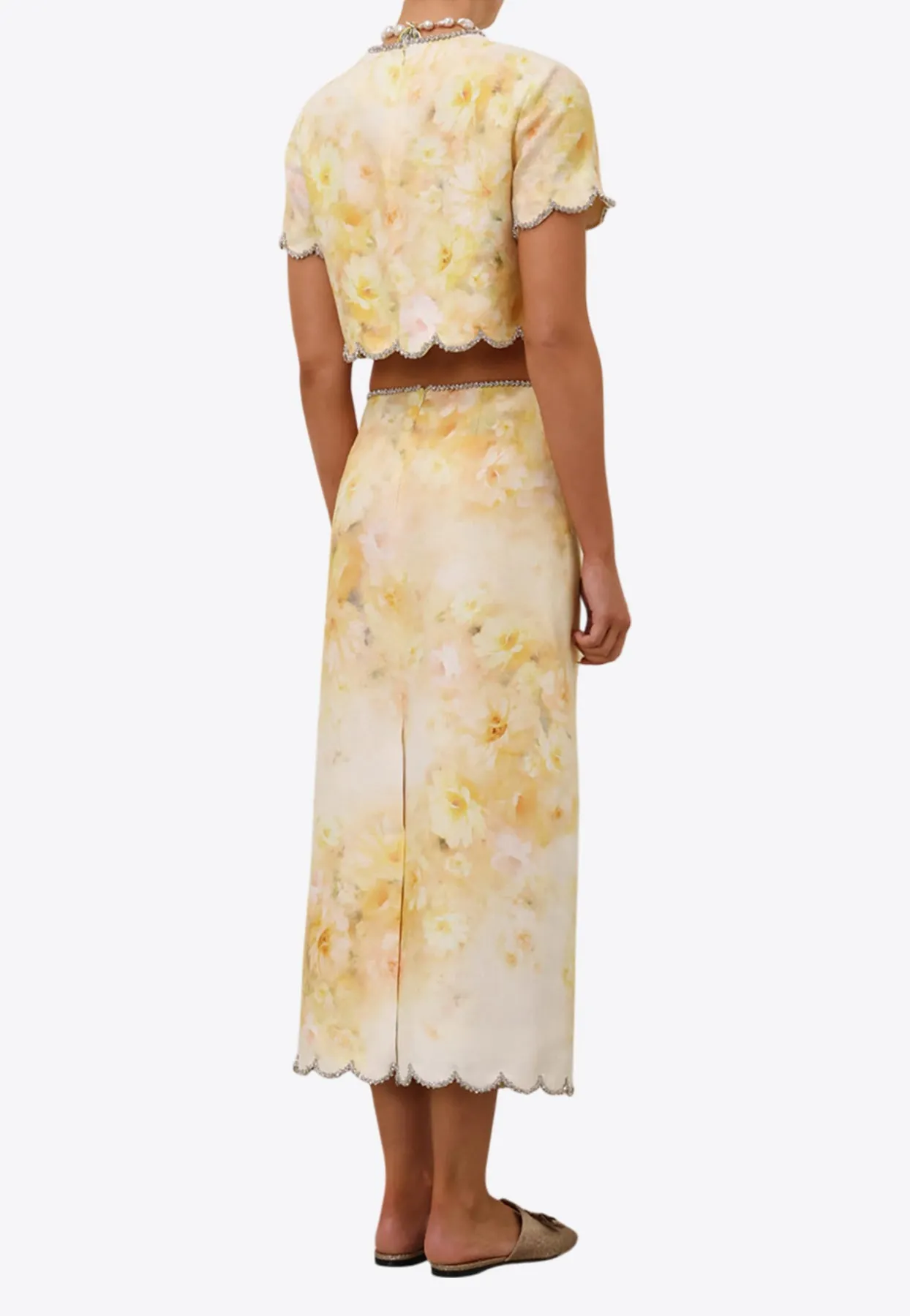 Crush Floral Print Midi Skirt