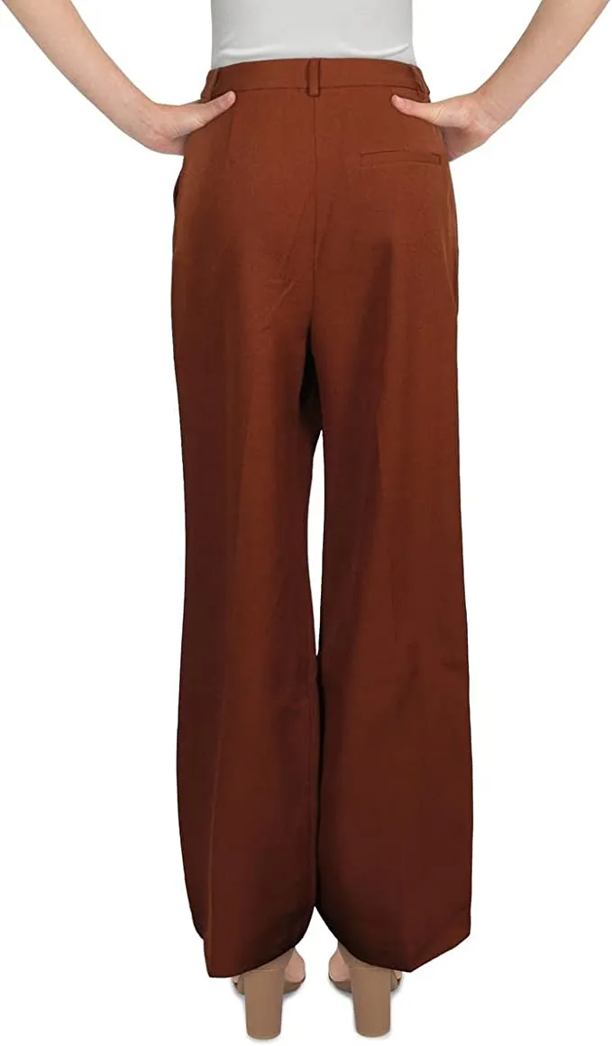 Danielle Bernstein Womens High Rise Office Straight Leg Pants Brown 2