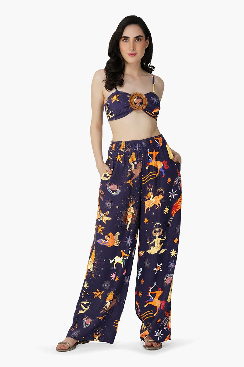 Dark Night Celestial Printed Crop Top