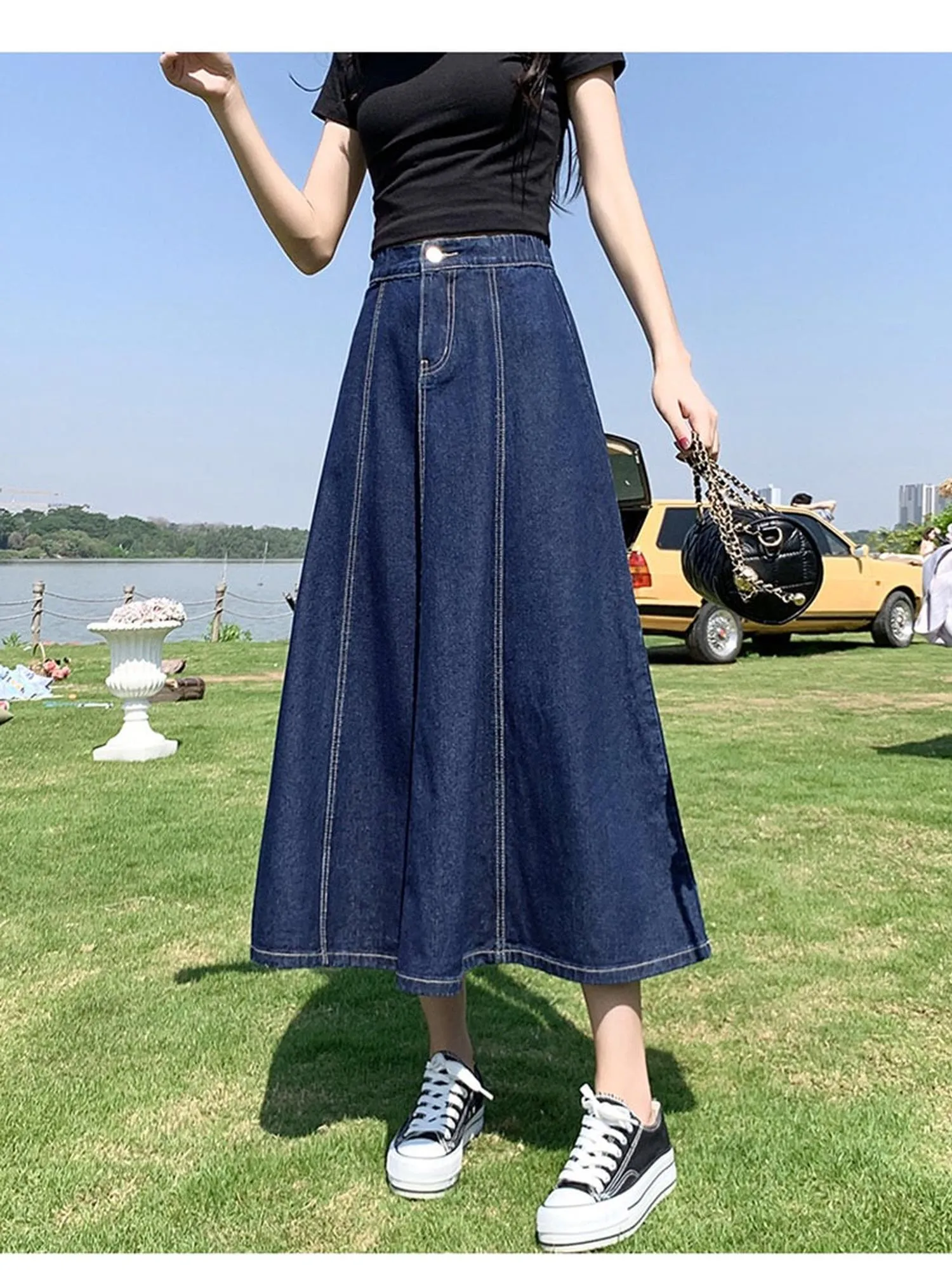 Denim Midi Skrit