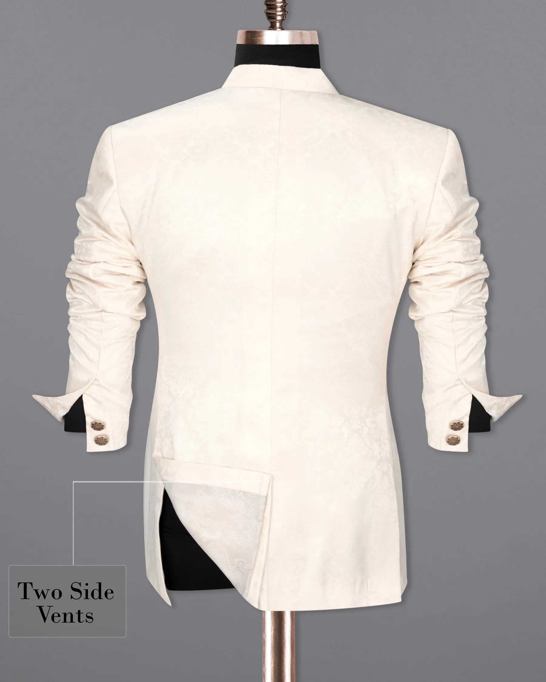 Desert Storm Jacquard Textured Cross Buttoned Bandhgala Designer Blazer
