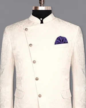 Desert Storm Jacquard Textured Cross Buttoned Bandhgala Designer Blazer